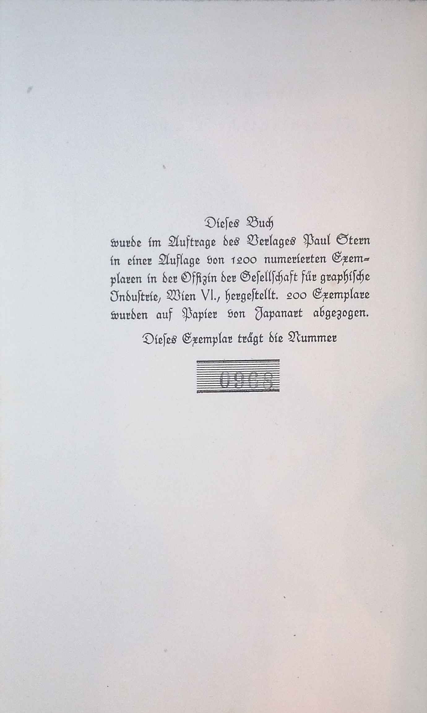 Limitierungsblatt mit Druckvermerk