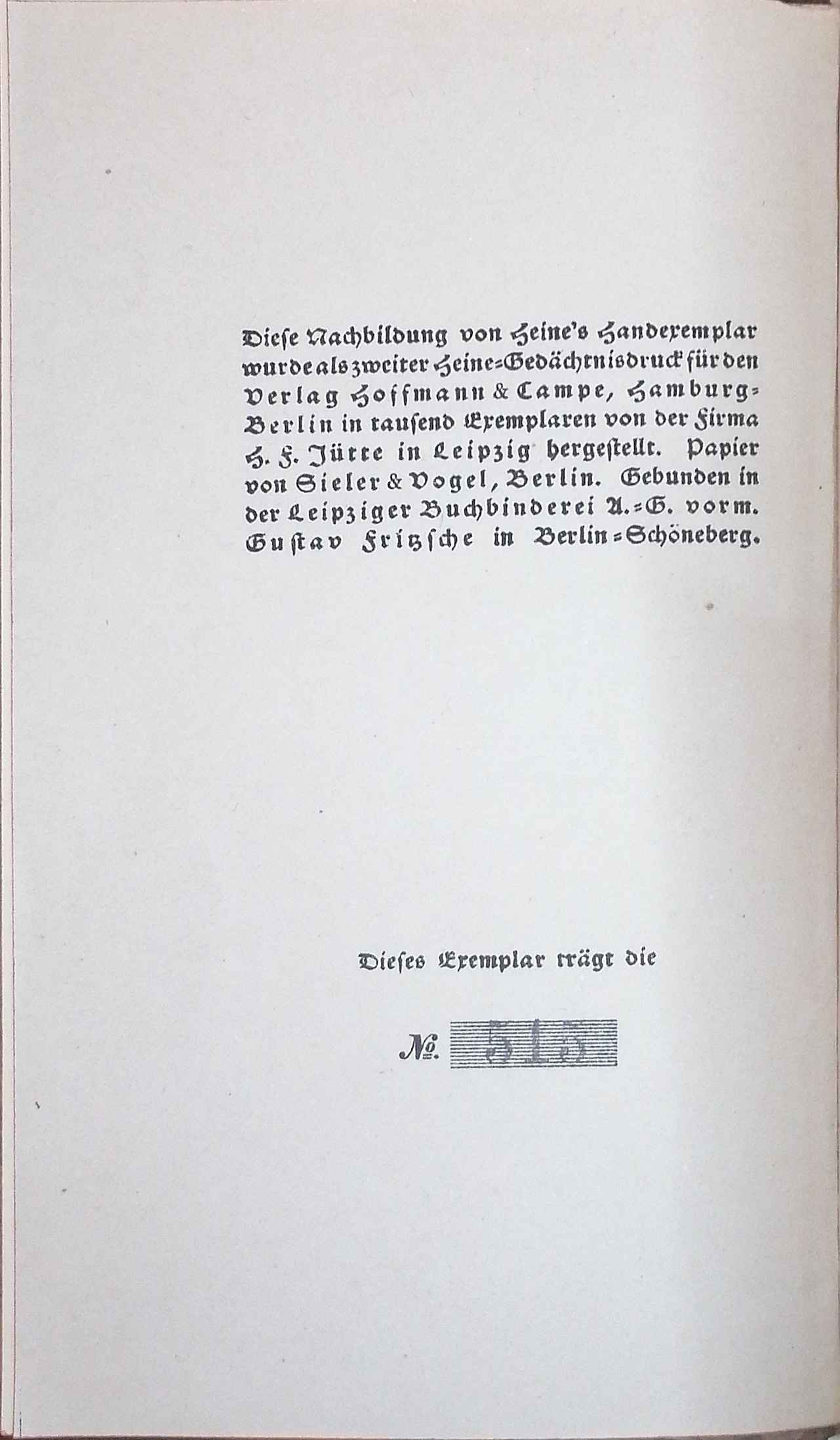 Limitierungsblatt mit Druckvermerk